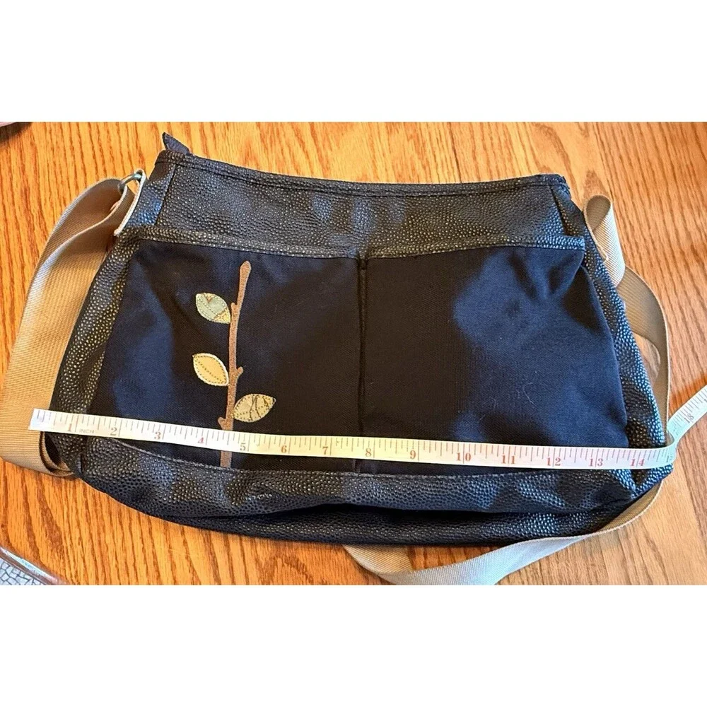 Haiku To Go Shoulder Bag Crossbody EUC Pebbled Leather Black Green